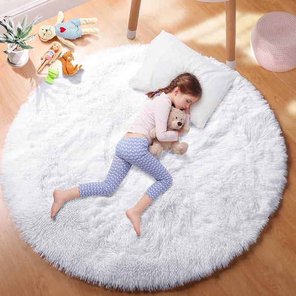 suxuMhao Area Rug, 1 Piece White Rotundity Rug 15.75×15.75in - Washable Rugs, Soft Rug for Bedroom, Area Rug for Bedroom, Non-Slip Rug for Living Room, Indoor Round Area Rug,Durable Rug