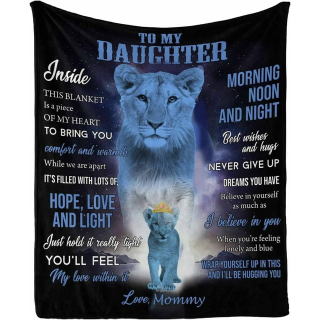 LHSHID Personalized Love Blanket Throw to My Daughter from Mom you'll feel my love within it moring noon and night Lion Blanket for My Daughter