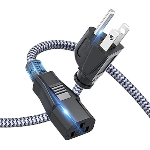 LujingZ Power Cord, 15FT/4.5M AC Power Cable 18AWG Nylon Braided 3 Prong Power Cord Replacement Power Cable UL Certified for Computer, TV, Monitor, Printer, PC, Projector & More