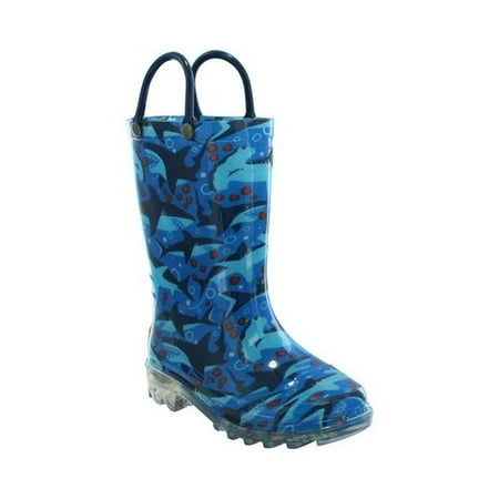 Western Chief Boys' Lighted Shark Chase Rain Boot