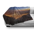 thumbnail image 3 of Landscape Soft Flannel Fleece Blanket, City at Night Time Twilight Skyline Panoramic View over Mountaintop Print, Cozy Plush for Indoor and Outdoor Use, 50" x 70", Brown Orange Blue, by Ambesonne, 3 of 6