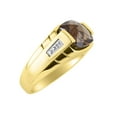 thumbnail image 3 of RYLOS Cushion Shape Checker Top 12MM Smoky Quartz Color Stone & Diamonds Set in 14K Yellow Gold Size 8, 3 of 6
