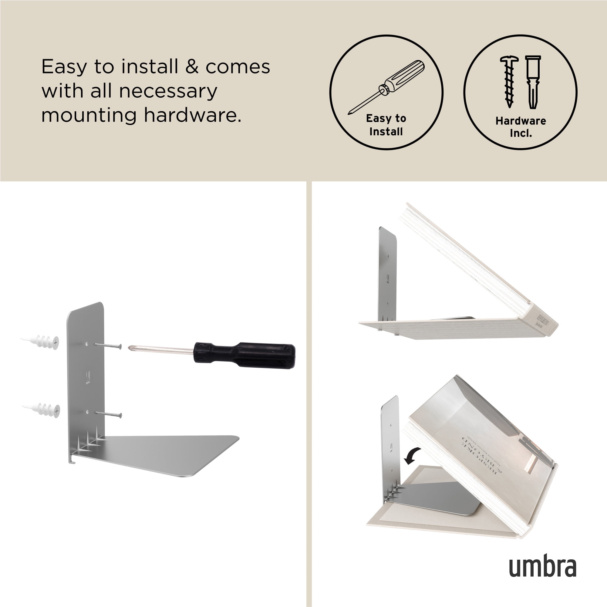 Umbra Conceal Small Floating Wall Shelves, Set of 3