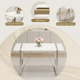 thumbnail image 6 of JUFU 7-Piece 55'' White Dining Set with Grey PU Chairs and Silver Metal Frame, 6 of 10