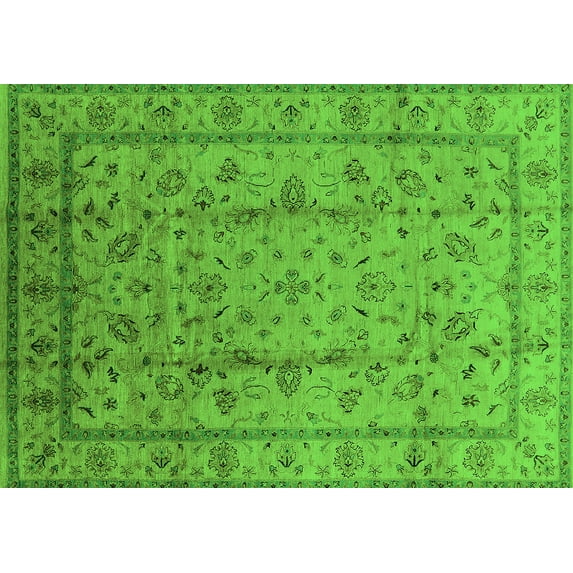 Ahgly Company Indoor Rectangle Oriental Green Industrial Area Rugs, 3' x 5'