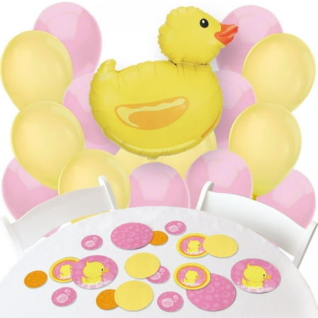 Pink Ducky Duck Confetti And Balloon Girl Baby Shower Or