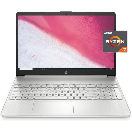 HP 15-inch HD Laptop, AMD Ryzen 7 3700U Processor, 8 GB RAM, 256 GB SSD, Windows 10 Home Natural Silver