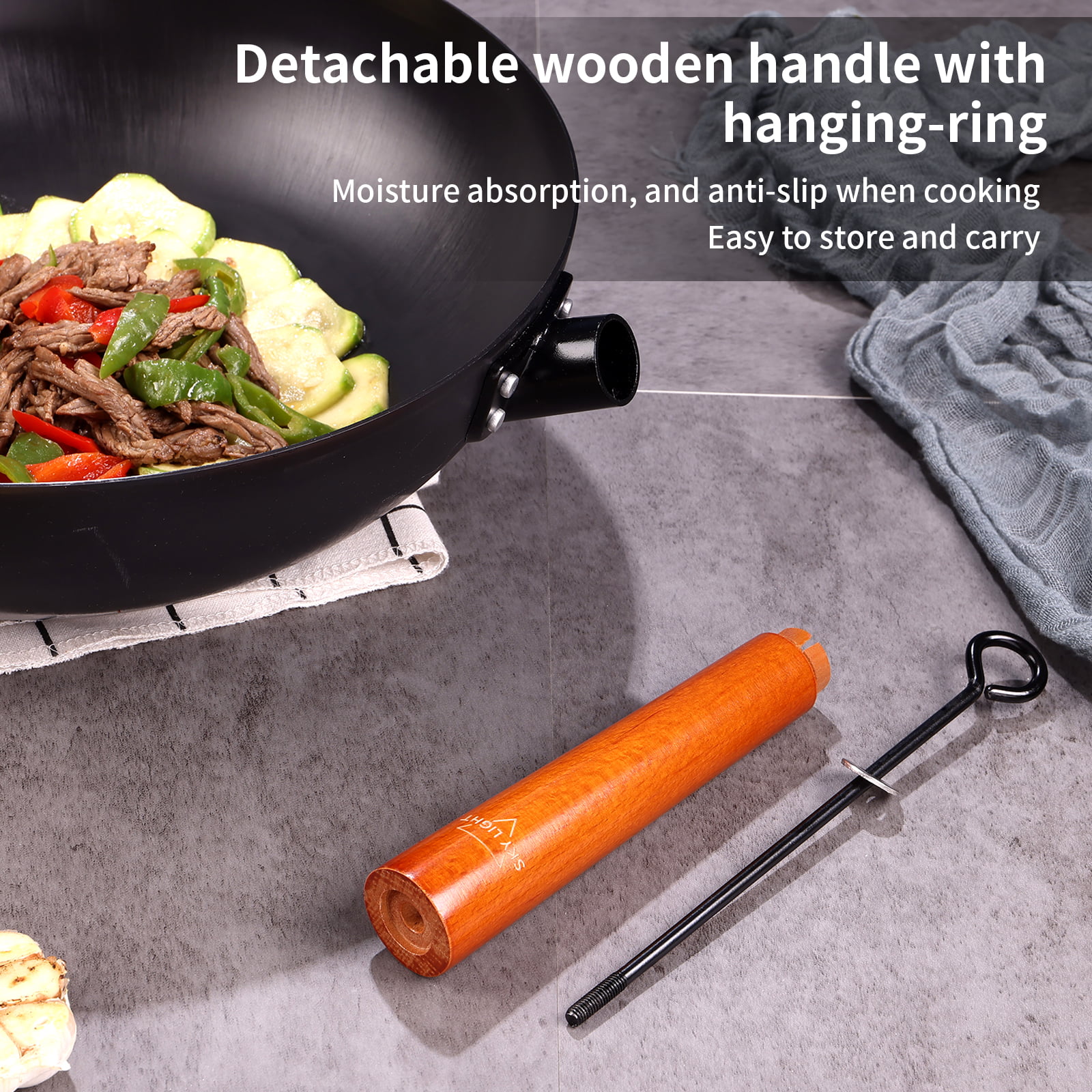 Dia37cm Enamel Cast Iron 3 PCS Wok Set with Lid and Chopsticks - China Wok  and Pan price