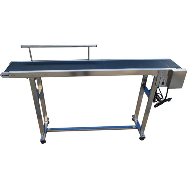 INTBUYING 110V Packaging Machine Long PVC Belt Conveyor 59inch Length 7.8inch Width Single Guardrail Conveyor