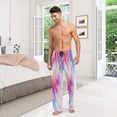 thumbnail image 7 of Men's Sleep Pants Lightweight Pjs Sleepwear Comfortable Lounge Pants Bottom Pants with Pocket Pink and Blue Tie-dye Pattern, 7 of 7