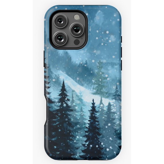 Winter Night Snow Scene Phone Case for iPhone 16 15 14 13 12 11 Pro Max