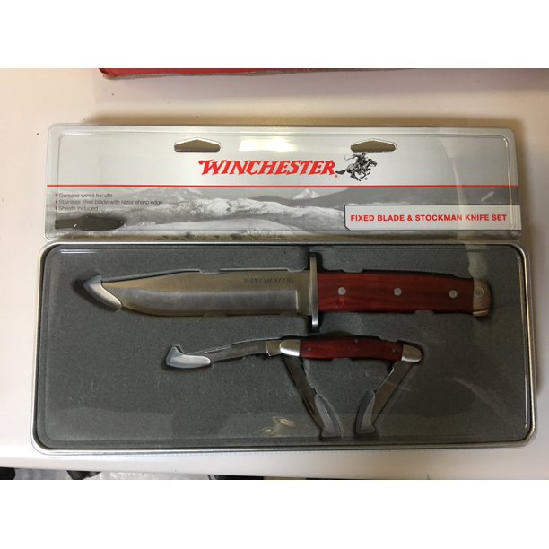 Winchester 2 Piece Knife Set In Gift Tin Fixed Blade With Sheath Plus Stockman Walmart Com Walmart Com