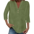thumbnail image 2 of Lixiuxyad Short Sleeve Solid Color Stand Collar Button Up Shirt With Pocket For Women Casual Summer,Green S, 2 of 5