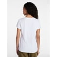 thumbnail image 3 of Time and Tru Women’s V-neck Slub Tee with Short Sleeves, Sizes 1X-4X, 3 of 5