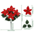 thumbnail image 6 of Artificial Poinsettia Bouquet with Green Leaves 4 Fork UV Resistant Fake Silk Flower Home Table Centerpiece Indoor Outdoor Faux Bloom Decoration, 6 of 7