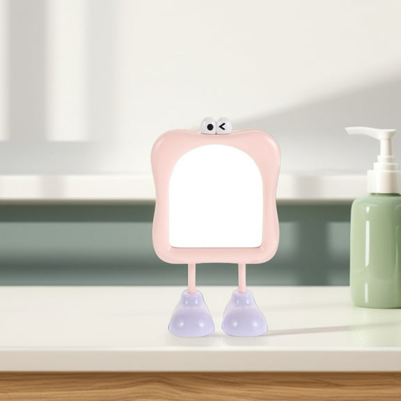 FELTECHELECTR Aesthetic Desk Mirror Portable Makeup Mirror Pink for Office Desk 1Set