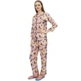 thumbnail image 2 of Bimba Beige Button-Down Shirt With Elastic Waist Pajama Pant Night Wear Set-4, 2 of 4