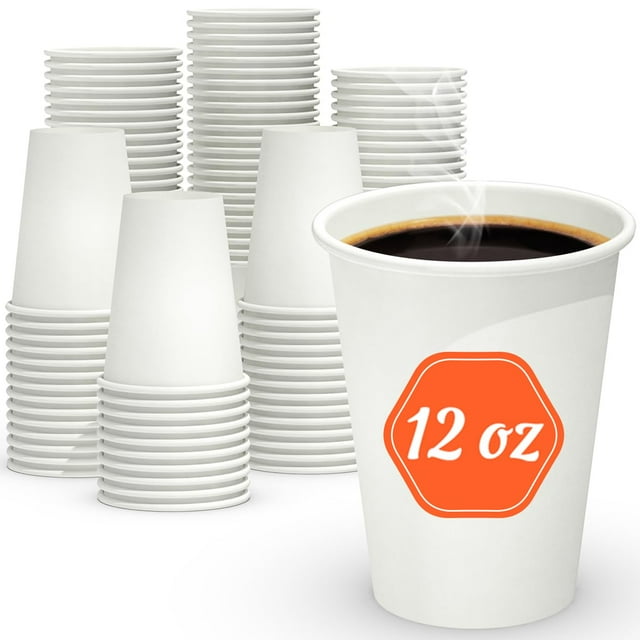 Tazas de café Dealusy de papel apto para alimentos, 12 onzas, 100 unidades, sin fugas