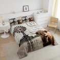 thumbnail image 5 of Highland Cow Comforter Set Garden Windmill Decor Farmhouse Bedding Set Queen,Country Lodge Cabin Quilt Rustic Cottage Retro Barn Door Duvet Insert,Longhorn Bull Cattle Farm Animals Room Decor, 5 of 5