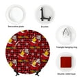 thumbnail image 4 of Balery Vintage Santa Skiing Red Plaid Print Bone China Decorative Plate Ceramic Dinner Plates Art Crafts with Display Stand-8in, 4 of 6