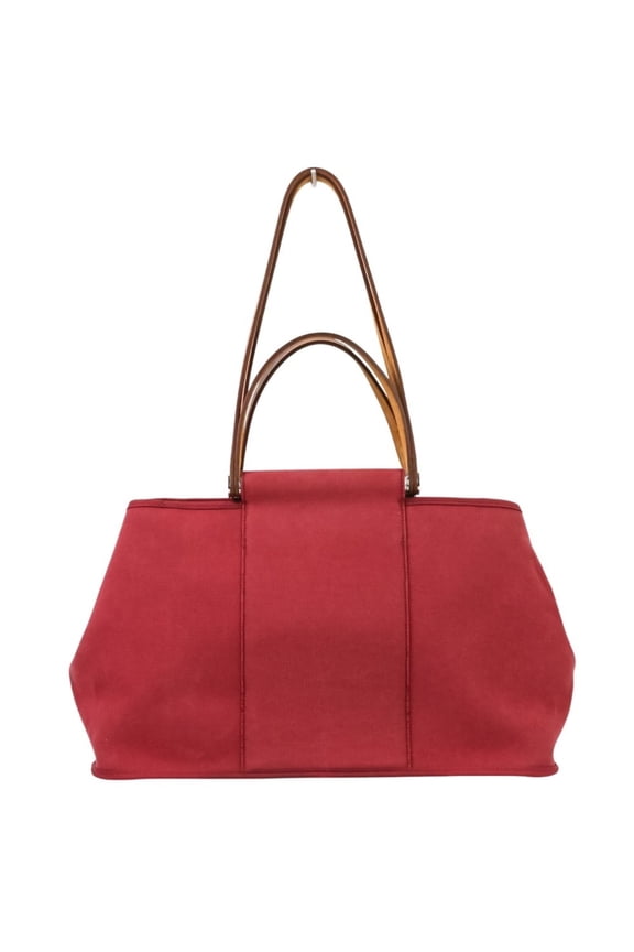 Pre-Owned HERMES Cabag Elan Toile Officier tote bag in red, N stamped, for...
