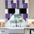 thumbnail image 4 of Purple Black Swag Curtain Valance for Windows, Geometric Abstract Color Block Patchwork Window Treatments Short Swag Topper for Kitchen Windows Bathroom Bedroom, 28"x36", 4 of 8