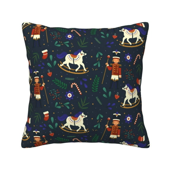 Square Throw Pillow Covers with Core, Cartoon Soldier White Horse Pillows for Sofa Beds, 18"x18"