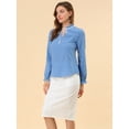 thumbnail image 4 of INSPIRE CHIC Blusa con cuello con volantes y lazo para mujer, blusa de manga larga con campana vintage Corazones Azules S, 4 of 6