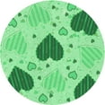 thumbnail image 1 of Ahgly Tapis Rond Lavable en Machine Intérieur Vert Jade Transitionnel, 3 Pieds Rond, 1 of 7