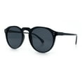 thumbnail image 5 of Hipster Keyhole Round Horn Rim Plastic Nostalgic Retro Sunglasses All Black, 5 of 7