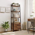thumbnail image 5 of Fabato 4 Tier Display Bookcase w/Ladder Shelves & Metal Frame, Rustic Brown, 5 of 7