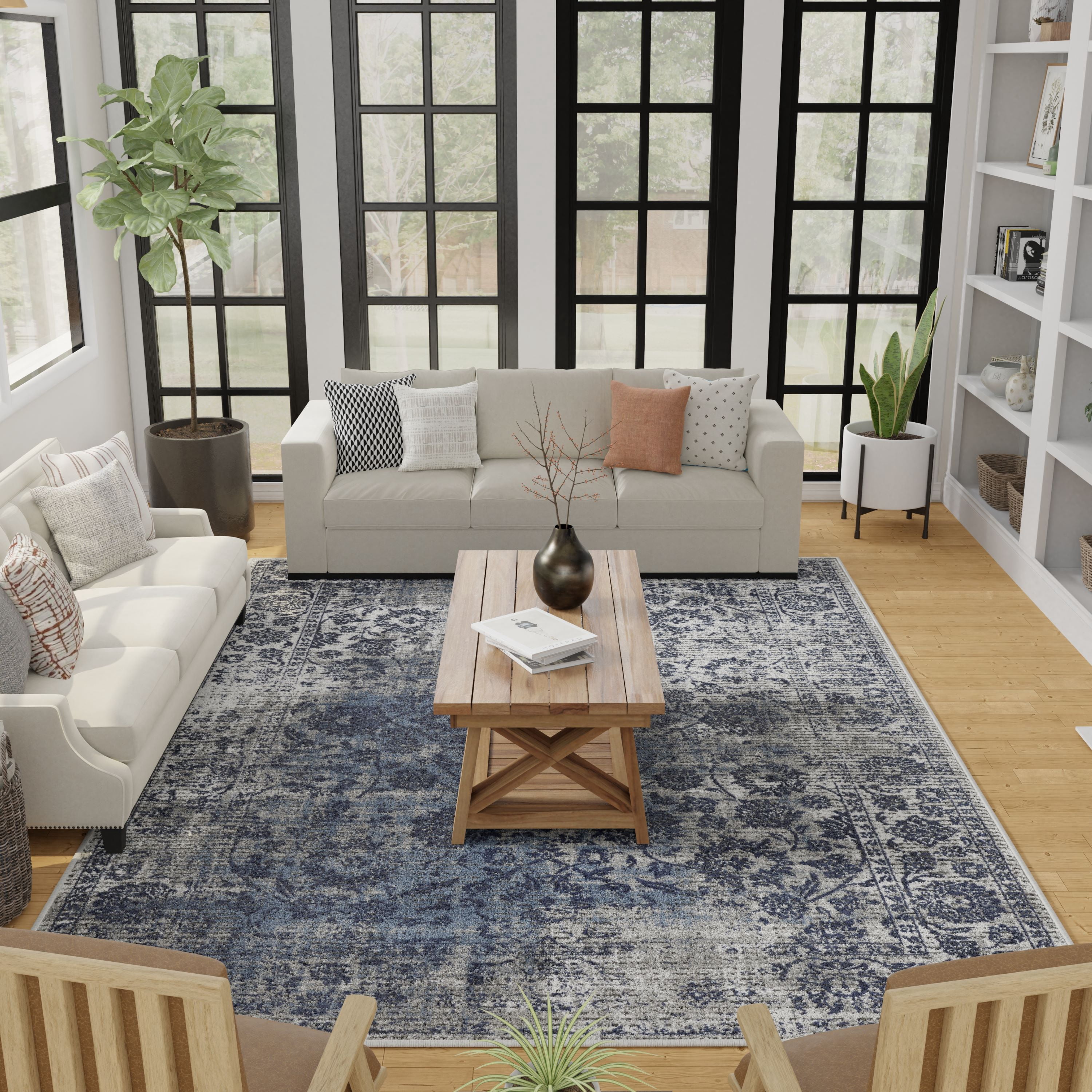 Loomaknoti Aysal Alazah 4' x 6' Gray Floral Indoor Area Rug