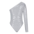 thumbnail image 5 of Alkepwun Womens Bodysuits One-Shoulder Sequin Solid-Color Fitted Jumpsuit Sexy Comfort Tummy Control Long-Sleeve One Piece Tops for Wedding Guest, 5 of 6