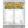 thumbnail image 2 of Watercolor Sunflowers Linen Curtain Valance for Bedroom/Bathroom/Kitchen/Office/Living/Dining Room Windows,Country French Summer Botanical Floral Pocket Topper Drapes Decorative Cafe Drapery 54x18, 2 of 6