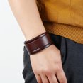 thumbnail image 2 of Men Cuff Wrap Bracelet Wide Punk Simple Fake Leather Wristband Cuff Wrap Bangle, 2 of 10