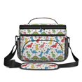 thumbnail image 2 of Dinosaur and Flower White Pattern Insulated Lunch Box for Women Men, Medium Leakproof Cooler Bag with Adjustable Strap, 10"x6.7"x8", 2 of 5