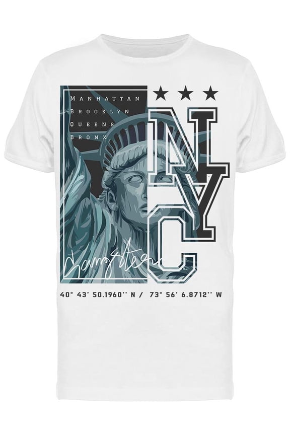 Nyc Coordinates T-Shirt Men -Image by Shutterstock, Male Medium
