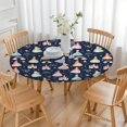 thumbnail image 3 of Dark Blue Little Princess Pattern Round Fitted Tablecloth with Elastic Edge,Dining Table Cover Waterproof,Outdoor Round Tablecloth for Camping,Dining,Indoor and Outdoor, 3 of 7