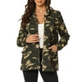thumbnail image 1 of INSPIRE CHIC Vestes Utilitaires pour Femmes Taille à Cordon Poches à Rabat Veste Légère Camouflage S, 1 of 5