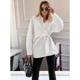 thumbnail image 5 of Women'S Long Sleeve Button Down Shirts Tie Waist Casual Loose Blouses Tops White L, 5 of 10