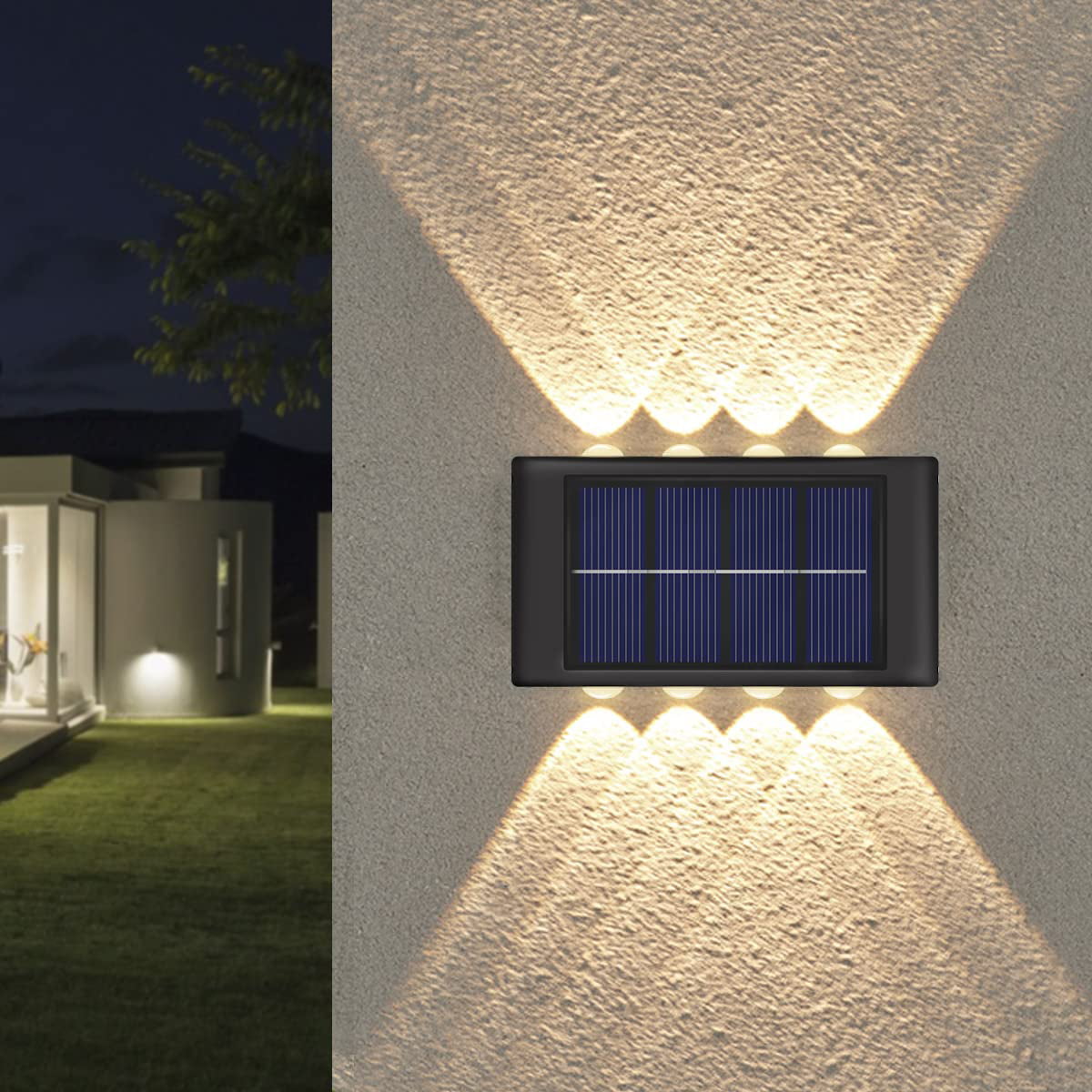 Solar Deck Lights Outdoor Solar Powered Wall Lamp Up Down Lighting ...