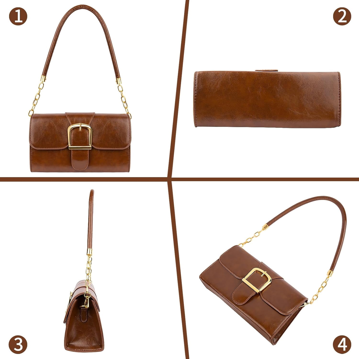 Shoulder Bag for Women, Cute PU Leather Small Purse Handbags, Retro Classic Tote Purses for Women with Removable Strap