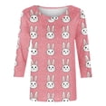 thumbnail image 5 of Jinhomg Women's Easter Day Shirt 2025 Trendy Rabbit Printed Tunic Tops Casual Comfy 3/4 Length Sleeve Crew Neck Spring Holiday Blouses Hot Pink XL, 5 of 6