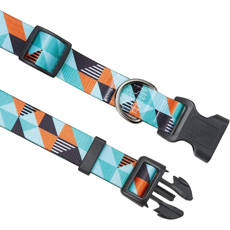 Eco-Friendly Dog Collar - Recycled Polyester Woven Design, Adjustable For Small/Medium/Large Dogs, Bamboo Pattern, XS Size