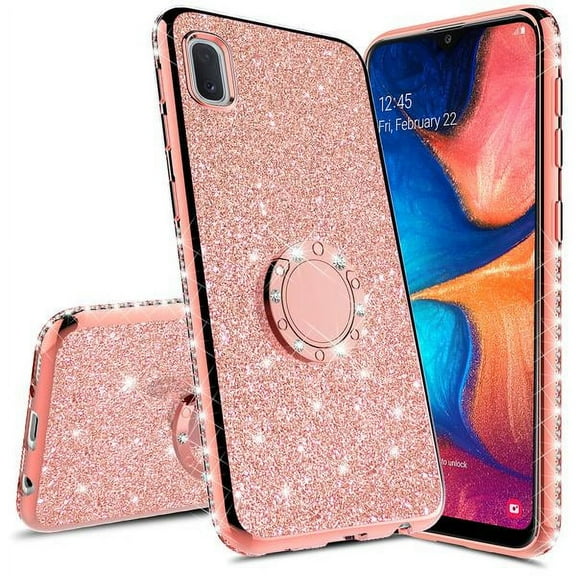 Galaxy Note 10 Case, Ring Kickstand Glitter Cute Bling Cover for Girls Women Diamond Sparkly Clear Phone Case For Galaxy Note 10 Cases - Rose Gold