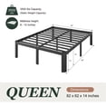 thumbnail image 5 of Amolife 14" Queen Metal Bed Frame, Heavy Duty Platform Bed Frame with 3500 lbs Capacity, Underbed Storage, No Box Spring Needed, Black, 5 of 12