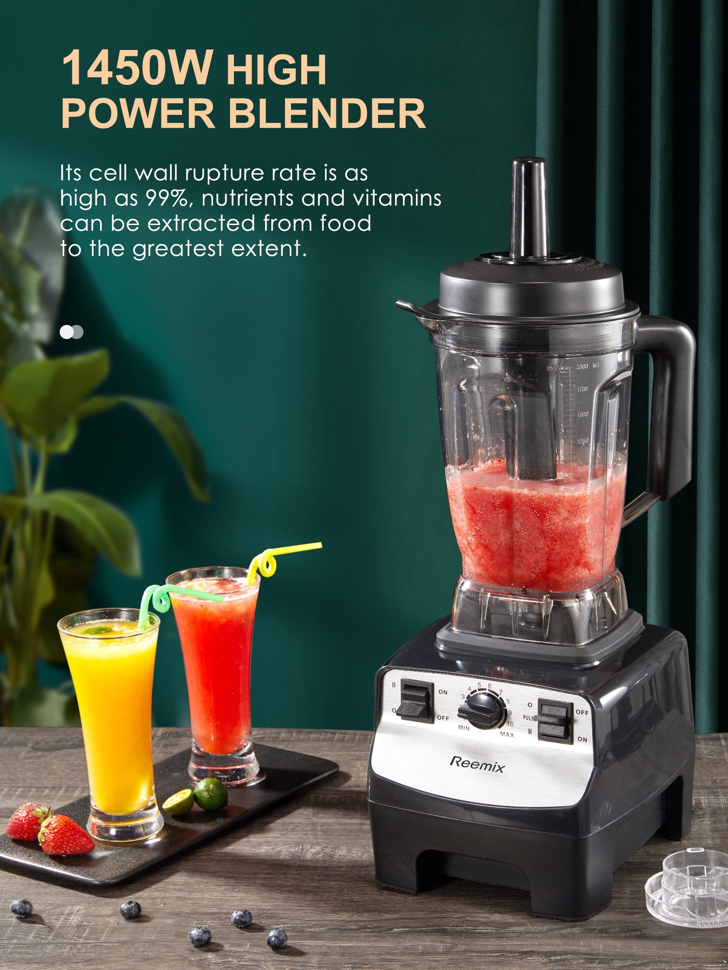 Counter Blender Smoothie Maker, 1450W Professional High Speed Blenders for Kitchen, 10 Speed Control, 68 oz BPA-Free Tritan Container, 8 Titanium Stainless Steel Blade for Ice/Soup/Nuts