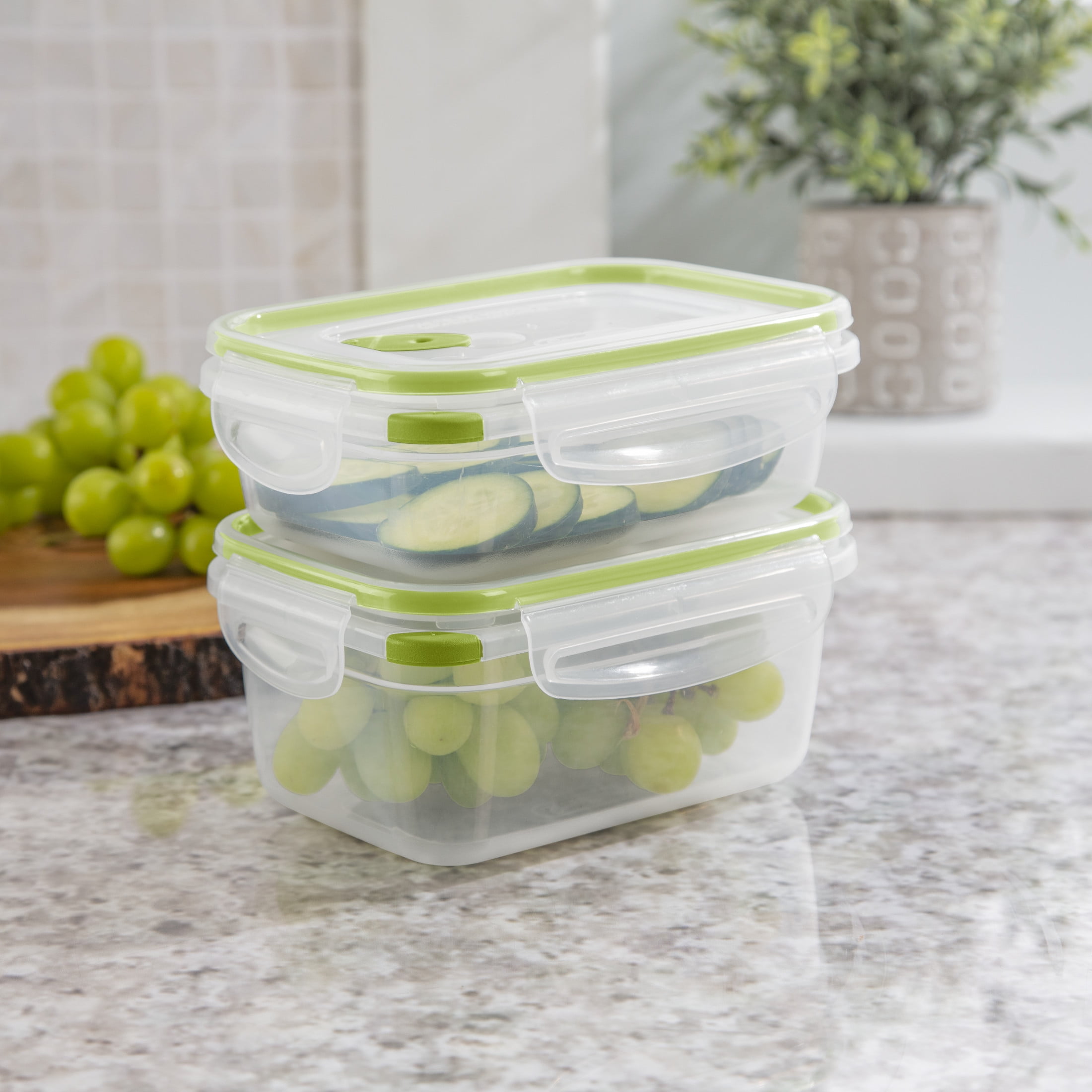 Sterilite Ultra•Seal™ 3.1 Cup Rectangle, Latching Food Storage Container, Airtight Watertight Seal, Green, 6 Count