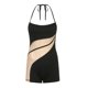 thumbnail image 5 of VISgogo Charming Women Patchwork Body, Low Cut Neck Hanger Sin mangas Backless Pantalones cortos para el verano, Ropa de mujer VISgogo moda, 5 of 9