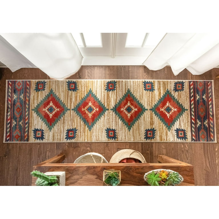 Custom Size Runner Lea Southwestern Red Choose Your Width x Choose Your  Length Hallway Runner Rug